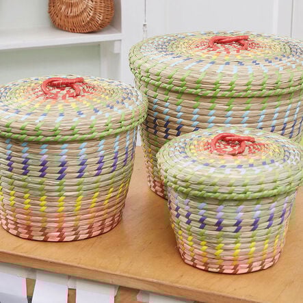 TTS Colourful Nesting Seagrass Storage Baskets  hi\-res