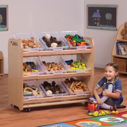 Tilted Tote Storage Trolley On Wheels  hi\-res