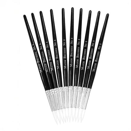 White Sable Substitute Paint Brushes 10pk  hi\-res