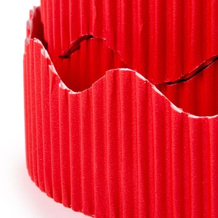 TTS Scalloped Fade Resist Corrugated Border Rolls Flame Red 15m x 57mm Flame Red hi\-res