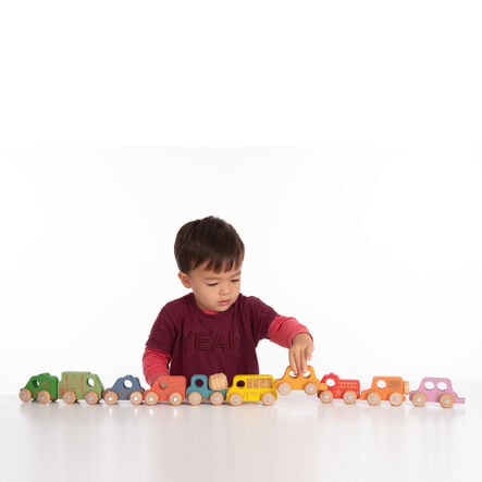 Small World Rainbow Wooden Vehicles Set 12pk  hi\-res