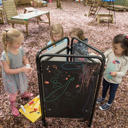 TTS Three Sided Packaway Toddler Easel Assorted Surfaces  hi\-res