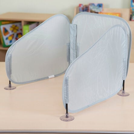 Pop\-Up Concentration Desk Barrier Grey Single Grey hi\-res