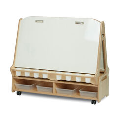 Millhouse Double Sided Whiteboard Easel with Low Trolley  Millhouse Double Sided Whiteboard Easel with Low Trolley  hi-res