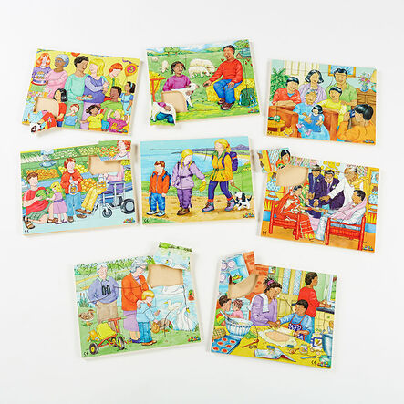 Illustrated Kinds of Family Jigsaw Puzzles 8pk  hi\-res