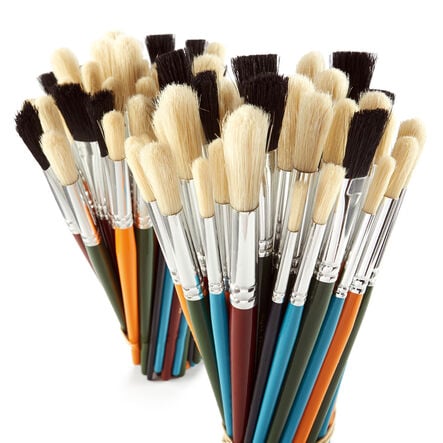 Round And Flat Hog Hair Paint Brushes 100pk  hi\-res