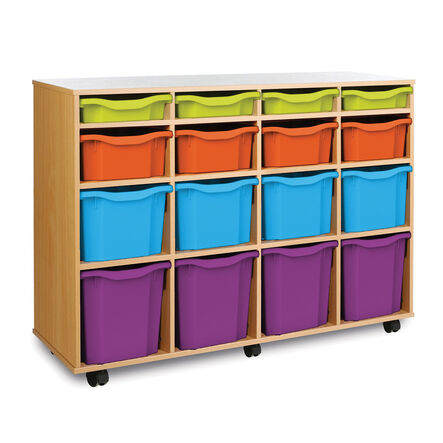 Mobile Tray Storage Unit W\/ 16 Mixed Size Trays  hi\-res