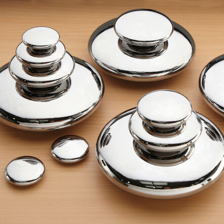 TTS Sensory Mirrored Stacking Pebbles Silver 20pk Silver hi\-res