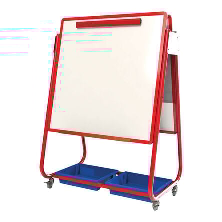 Mobile Magnetic Whiteboard Easel w\/ Storage  hi\-res