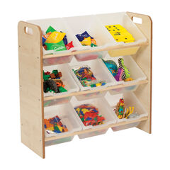 Solway Early Years Storage Tilted Clear Trays Maple MDF  hi-res