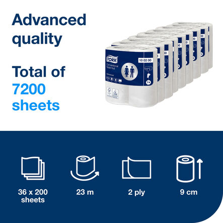 TORK® 2 Ply White Toilet Rolls 36pk  hi\-res
