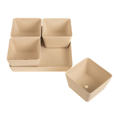Bamboo Removable Storage Pots and Tray  hi\-res