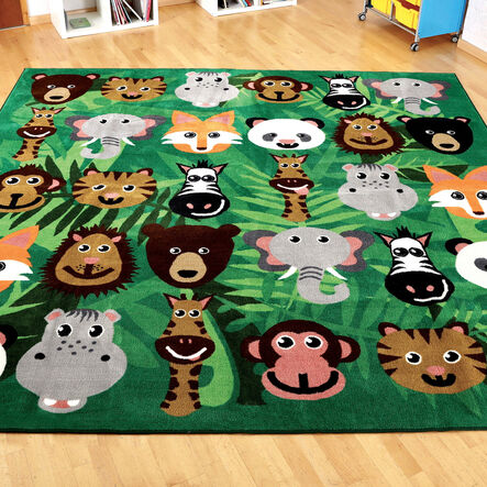 3m x 3m Wild Animals Square Placement Rug  hi\-res