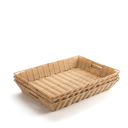 Faux Plastic Wicker Storage Baskets \- Shallow Single  hi\-res