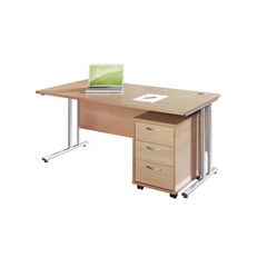 Rectangular Desk and 3 High Pedestal Beech  Rectangular Desk and 3 High Pedestal Beech  hi-res