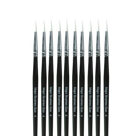 White Sable Substitute Paint Brushes 10pk  hi\-res