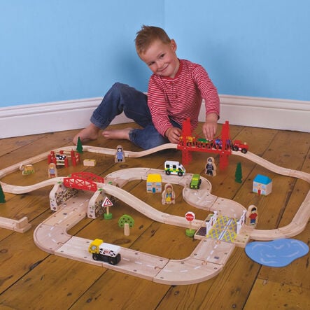 Small World Wooden Town Road and Rail Set 80pcs  hi\-res