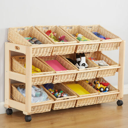Tilted Wicker Basket Tidy With 12 Baskets  hi\-res