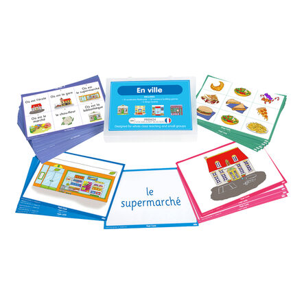 TTS French In the Town Vocabulary Builder Activity Cards  hi\-res