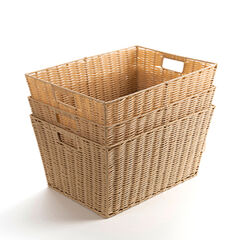 Faux Plastic Wicker Storage Baskets - Extra Deep H225mm  hi-res