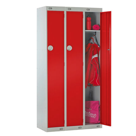 M\'sec Lockers 3 Nest 3 Doors Red H1800xW300xD450mm Red hi\-res