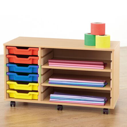Mobile Shelving and Six Shallow Tray Unit  hi\-res