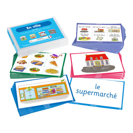 TTS French In the Town Vocabulary Builder Activity Cards  hi\-res