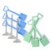 Recycled Plastic Rakes \x26 Shovels Set Pastel 9pk  hi\-res