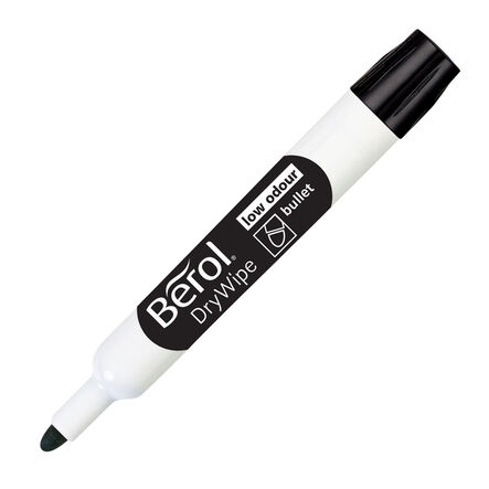 Berol® Drywipe Markers Bullet Tip Black 48pk  hi\-res