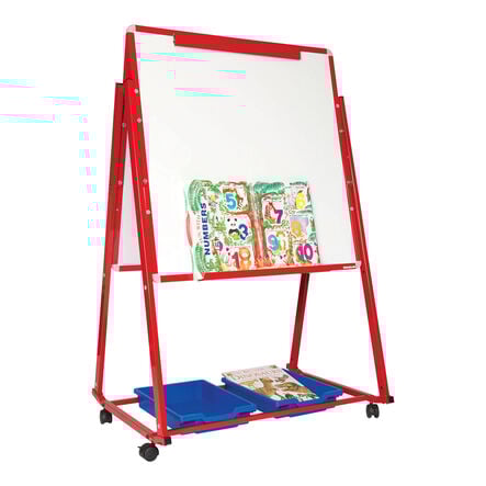 Mobile Magnetic Whiteboard Easel w\/ Storage  hi\-res