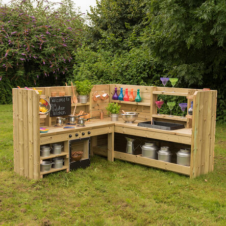 TTS Outdoor Wooden Corner Kitchen Unit H110 x W180 x D180cm  hi\-res