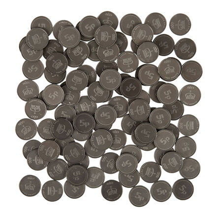 Plastic Play Money Coins 5p \- 100pk  hi\-res