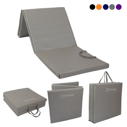 Tri\-Fold Gym Exercise Mat 6x2ft D50mm Grey Grey hi\-res