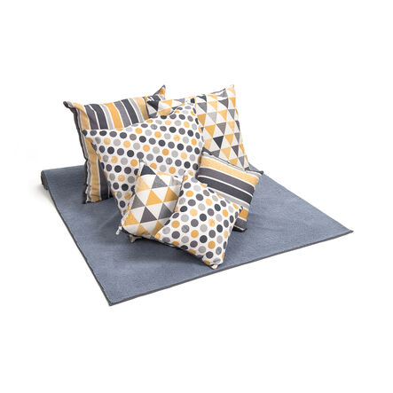 TTS Geometric Grey and Mustard Cushions Set of 6  hi\-res