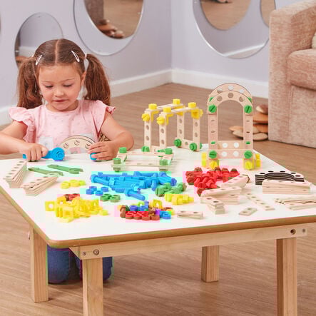Wooden Construction Blocks with Nuts and Bolts  hi\-res