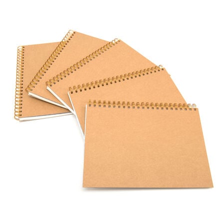 Pisces Hdbk ECO Kraft Cover Spiral Sketchbook A4 140gsm 5pk  hi\-res