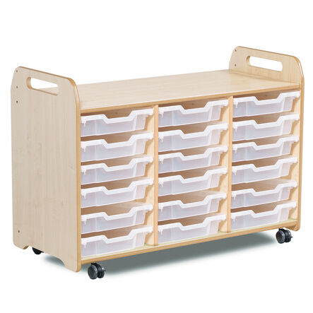 3 Column Tray Storage inc 18 Shallow Translucent Trays  hi\-res