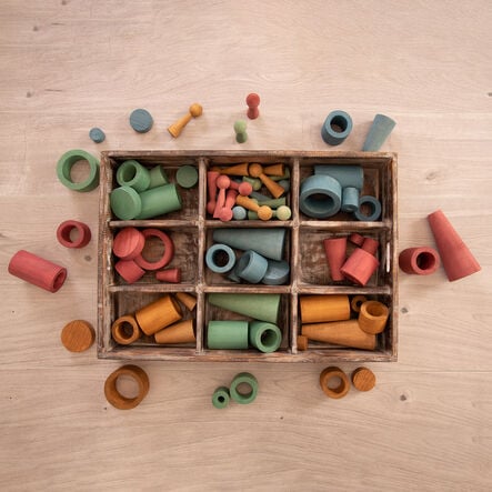 Loose Parts Wooden Shapes Large 72 Piece Set \- Earth  hi\-res