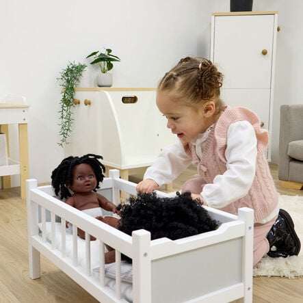 Role Play Doll Wooden White Cot Bed  hi\-res