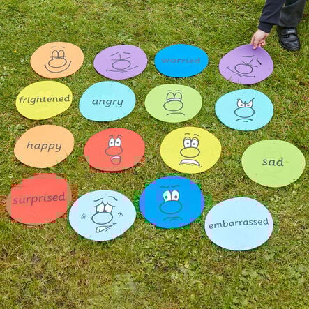 TTS Emotion Faces Throw Down Spots 16pk  hi\-res