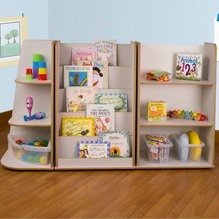 Free Standing Book Unit and Shelving Set Grey  hi\-res