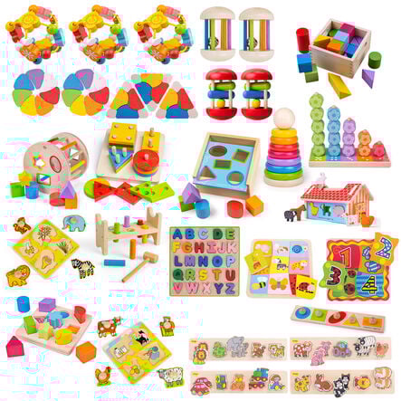 Baby \x26 Toddler Wooden Manipulative Nursery Toys Bundle  hi\-res