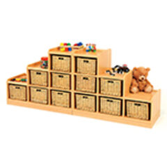 Tiered Storage Units With Wicker Baskets  hi-res