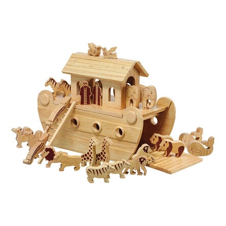 Classic Wooden Noah\'s Ark Small World Set Natural  hi\-res