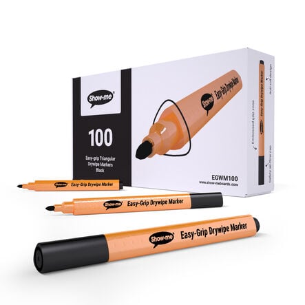 Show\-me Triangular Drywipe Whiteboard Markers Blk  hi\-res