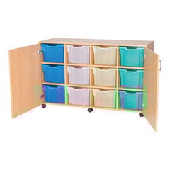Mobile 12 Extra Deep Tray Oak Cupboard Unit  hi-res