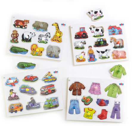 Wooden Large Peg Puzzles 4pk  hi\-res