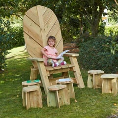 Storytellers' Wooden Chair and 6 Stools  Storytellers' Wooden Chair and 6 Stools  hi-res