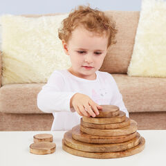 Natural Wooden Stacking Discs 10pk  Natural Wooden Stacking Discs 10pk  hi-res