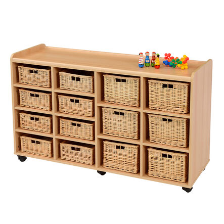 Storage Unit W\/ 8 Shallow 6 Deep Wicker Baskets  hi\-res